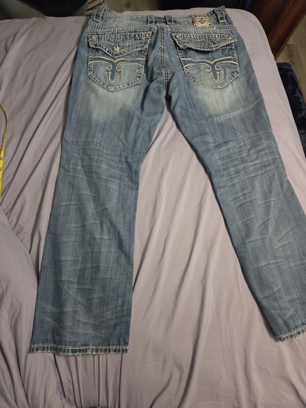 Rock Revival Light Blue Distressed Embroidered Back Pocket Jeans - Picture 5 of 5
